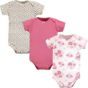 imageHudson Baby babygirls Cotton Bodysuits 3packBlush Rose Leopard