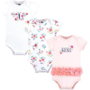 imageHudson Baby babygirls Cotton Bodysuits 3packButterfly Floral Tutu