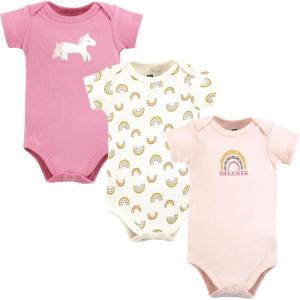 imageHudson Baby babygirls Cotton Bodysuits 3packDreamer Rainbow