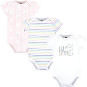 imageHudson Baby babygirls Cotton Bodysuits 3packEaster Bunny Pink
