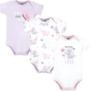 imageHudson Baby babygirls Cotton Bodysuits 3packElephant Butterfly