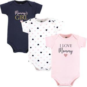 imageHudson Baby babygirls Cotton Bodysuits 3packGirl Mommy Pink Navy