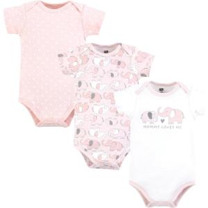 imageHudson Baby babygirls Cotton Bodysuits 3packGirl New Elephant