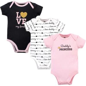 imageHudson Baby babygirls Cotton Bodysuits 3packGold Daddys Princess