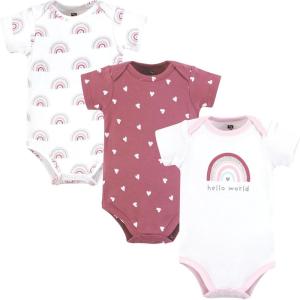 imageHudson Baby babygirls Cotton Bodysuits 3packHello World Rainbow