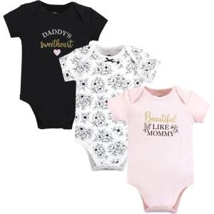 imageHudson Baby babygirls Cotton Bodysuits 3packMom Dad Toile