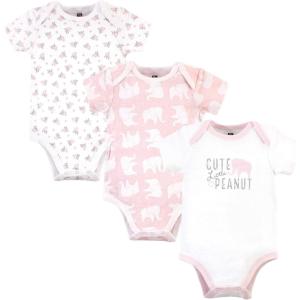imageHudson Baby babygirls Cotton Bodysuits 3packPink Elephant