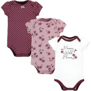 imageHudson Baby babygirls Cotton Bodysuits 3packPlum Wildflower