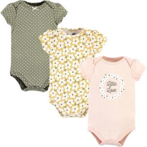 imageHudson Baby babygirls Cotton Bodysuits 3packSage Floral Wreath
