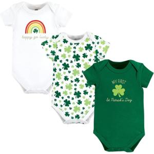imageHudson Baby babygirls Cotton Bodysuits 3packSt Patricks Rainbow