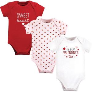 imageHudson Baby babygirls Cotton Bodysuits 3packValentine Sweetheart