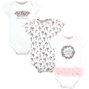 imageHudson Baby babygirls Cotton Bodysuits 3packWild Flower Tutu