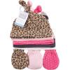 imageHudson Baby Unisex Baby Cotton Cap and Scratch Mitten SetLeopard