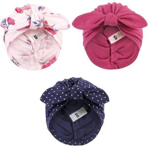imageHudson Baby Infant Girls Turban Cotton Headwraps 024 MonthsPink Navy Floral