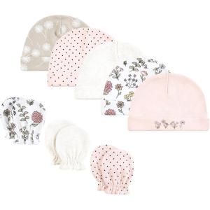 imageHudson Baby Unisex Baby Cotton Cap and Scratch Mitten SetDandelion Wish