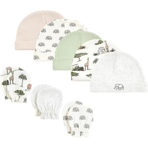 imageHudson Baby Unisex Baby Cotton Cap and Scratch Mitten SetGoing on Safari