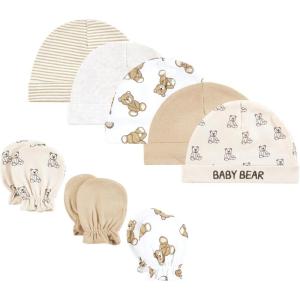 imageHudson Baby Unisex Baby Cotton Cap and Scratch Mitten SetTeddy Bears
