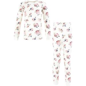 imageHudson Baby Unisex Baby Thermal Long Underwear Set Soft PinkDusty Rose Floral