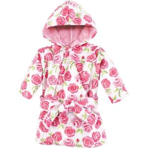 imageHudson Baby Unisex Baby Mink with Faux Fur Lining Pool and Beach Robe Coverups Pink Roses 612 Months