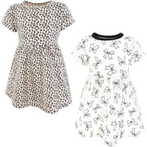 imageHudson Baby Girls Cotton DressesBows and Leopard