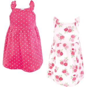 imageHudson Baby Girls Cotton DressesDk Pink Rose Dot