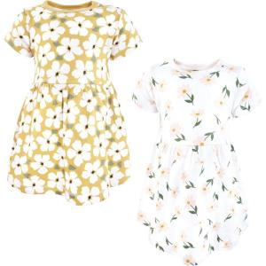 imageHudson Baby Girls Cotton DressesGold Sage Floral