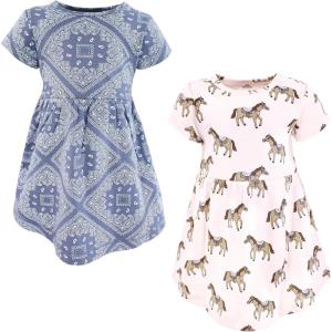 imageHudson Baby Girls Cotton DressesPink Horses