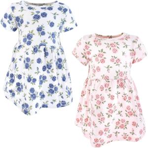 imageHudson Baby Girls Cotton DressesPink and Blue Roses