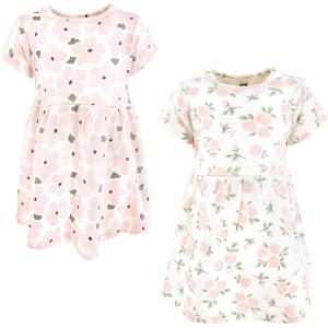 imageHudson Baby Girls Cotton DressesSoft Pink Sage Rose