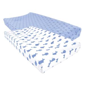 imageHudson Baby Unisex Baby Changing Pad Cover Dinosaurs One SizeBlue Whale