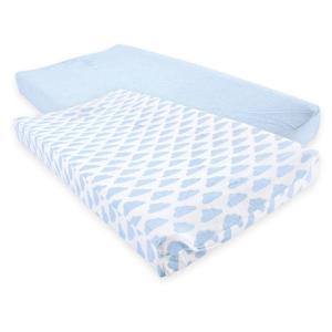 imageHudson Baby Unisex Baby Changing Pad Cover Dinosaurs One SizeHeather Light Blue Cloud