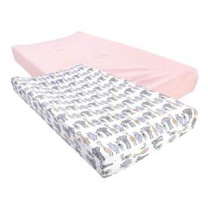 imageHudson Baby Unisex Baby Changing Pad Cover Dinosaurs One SizePink Safari