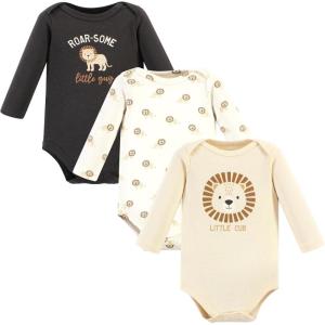 imageHudson Baby unisexbaby Cotton Longsleeve Bodysuits 3packBrave Lion