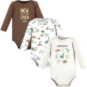 imageHudson Baby unisexbaby Cotton Longsleeve Bodysuits 3packDinosaur Adventures