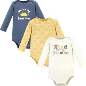 imageHudson Baby unisexbaby Cotton Longsleeve Bodysuits 3packKind Human