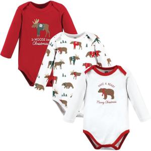 imageHudson Baby unisexbaby Cotton Longsleeve Bodysuits 3packMoose Be Christmas
