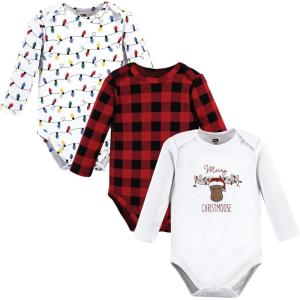 imageHudson Baby unisexbaby Cotton Longsleeve Bodysuits 3packRed Christmoose