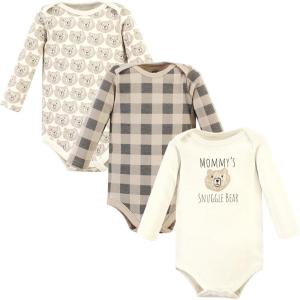 imageHudson Baby unisexbaby Cotton Longsleeve Bodysuits 3packSnuggle Bear