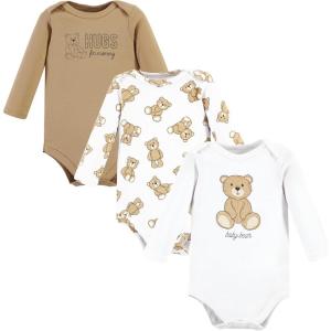 imageHudson Baby unisexbaby Cotton Longsleeve Bodysuits 3packTeddy Bears