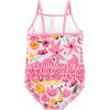 imageHudson Baby Girls Baby and Toddler SwimsuitPink Orange Floral Toddler