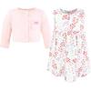 imageHudson Baby Infant and Toddler Girls Cotton Dress and Cardigan SetBright Pink Flower Field