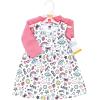 imageHudson Baby Infant and Toddler Girls Cotton Dress and Cardigan SetPink Doodles