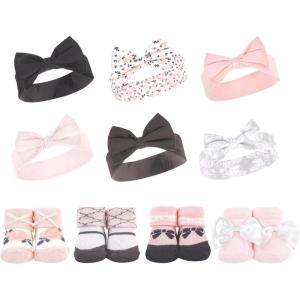 imageHudson Baby Baby Girls 10pc Headband and Socks SetBerry Floral Damask