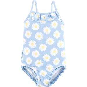 imageHudson Baby Girls Baby and Toddler SwimsuitBlue Daisy Toddler
