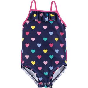 imageHudson Baby Girls Baby and Toddler SwimsuitNavy Hearts Baby