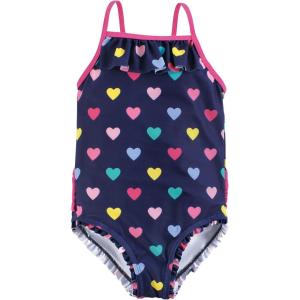 imageHudson Baby Girls Baby and Toddler SwimsuitNavy Hearts Toddler