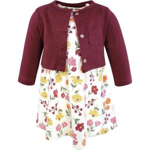 imageHudson Baby Infant and Toddler Girls Cotton Dress and Cardigan SetAutumn Floral