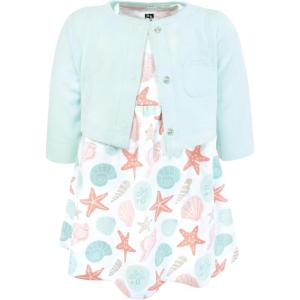 imageHudson Baby Infant and Toddler Girls Cotton Dress and Cardigan SetBy the Sea