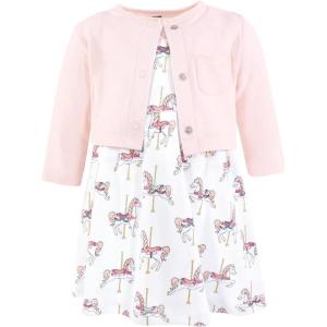 imageHudson Baby Infant and Toddler Girls Cotton Dress and Cardigan SetCarousel Horse