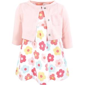 imageHudson Baby Infant and Toddler Girls Cotton Dress and Cardigan SetCheerful Flower